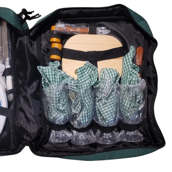 Picnic Essentials Backpack Wine Picnic for 4, Insulated Pocket Bottle Carrier - Picture 8 of 11